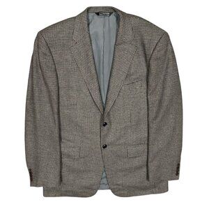 Samuelsohn Wool Cashmere Blazer Houndstooth Sport Coat Brown 41R